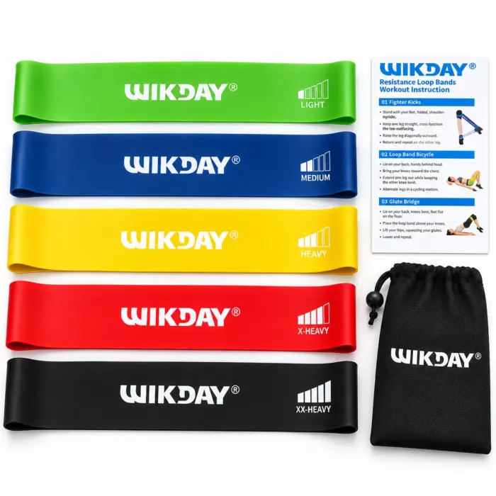 WIKDAY Kit de 5 Bandas de Resistencia para Ejercicios
